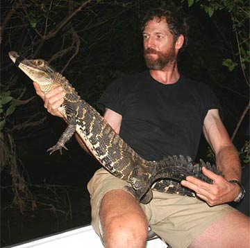 Peter Taylor with black caiman